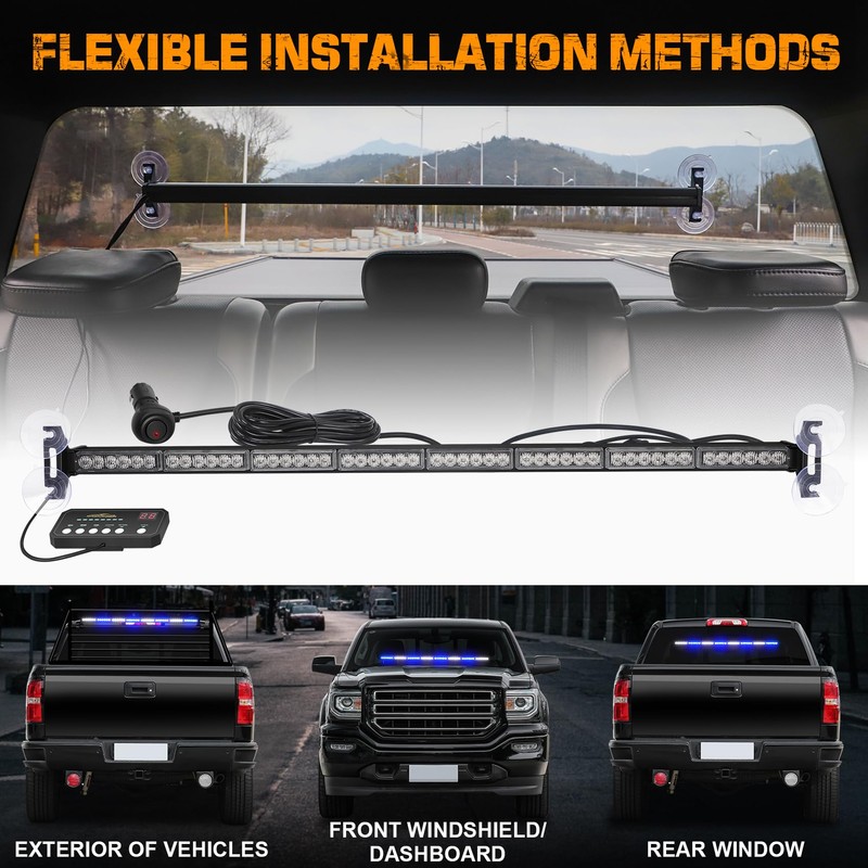 XRIDONSEN 35 inch Blue White Traffic Advisor Light Bar 48