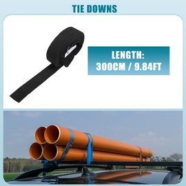 X AUTOHAUX Car Cam Buckle Tie Down Strap 9.84ft Black Silver Tone (Set of 2)