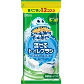 Johnson Scrubbing Bubbles Flushable Toilet Brush Floral Soap Replacement Brush 12 Pieces x 4 Pieces