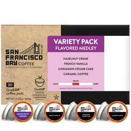 San Francisco Bay Compostable Coffee Pods - Variety Pack (80 Ct) K Cup Compatible including Keurig 2.0 (Flavored Medley)