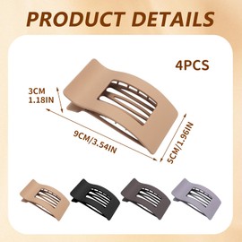 VelvetGlow Flat Hair Clips for Women and Girls, Strong Hold on the Side for All Hair Types, Matte Claw Clips, French Duck Billed Non-Slip Grip for Daily Styling, Pack of 4