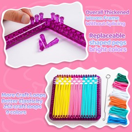 CCTVRTV Weaving Loom Kit Toys for Kids and Adults, Potholder Loops DIY Arts and Crafts for Boys and Girls Ages 5 6 7 8-12 13, Easy Potholder Loom Knitting Kits Gifts for Beginners, 252 Craft Loops.