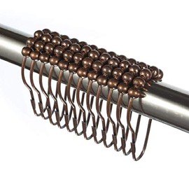 Sirosky Shower Curtain Roller Rings Heavy Duty Smoothest Glide Bathroom Hooks, Dustproof Non-Corrosion Stainless Steel Polished Nickel Plate and Chrome Finish. (Standard, Brass)