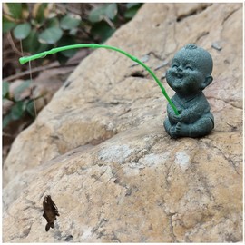 livelyfish Mini Fishing Boy Statue Fisherman Figurine for Fairy Garden Aquarium Pond Bonsai Fish Tank Accessories Decoration, A