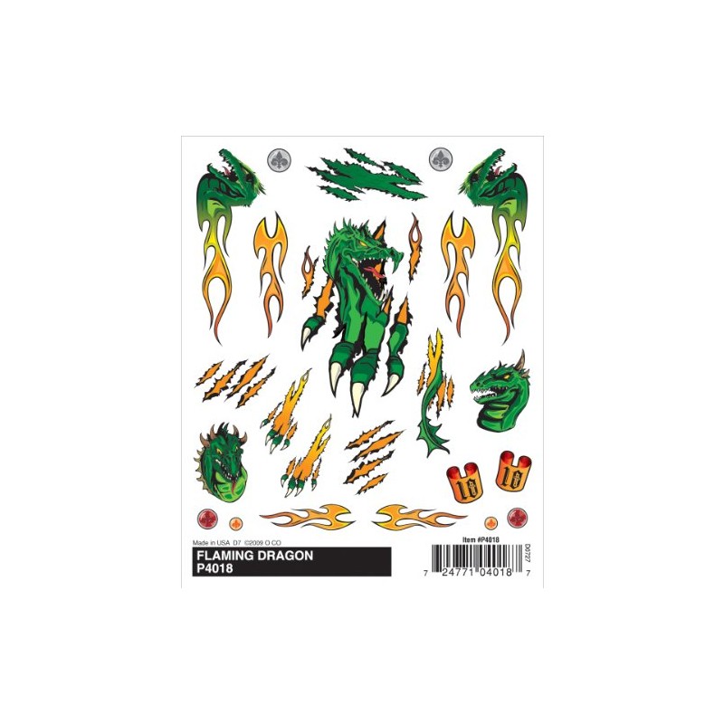 Woodland Scenics Pine Car Derby Dry Transfer Decal, Flaming Dragon,