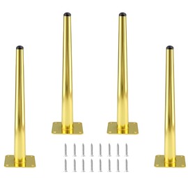 Seimneire 4pcs 12 Inch Furniture Legs, Straight Conical Metal Legs Luxury Gold Mid-Century Style Furniture Feet for Sofa Cabinet Table Chair Cupboard Couch Ottoman Home DIY Projects