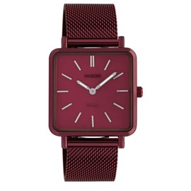 Oozoo Vintage Women's Watch Square with Milanese Strap 29 x 29 mm, red, Bracelet