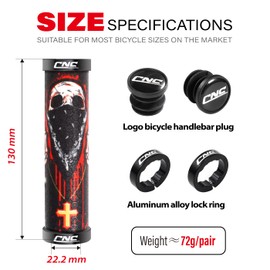 CHOOEE Mountain Bike Handlebar with Double Lock On Clamp，Bicycle grips Anti-Slip Rubber Mtb Grips,22mm Cycling Handlebar for MTB/BMX