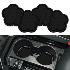 RGOAANC 4PCS Car Cup Holder Coaster, Cup Holder Insert, 2.75 Inch Non-Slip Insert Water Bottle Holder Pads, Car Interior Accessories PVC Flower Shaped Vehicle Cup Holder Insert Coaster for Women Girls