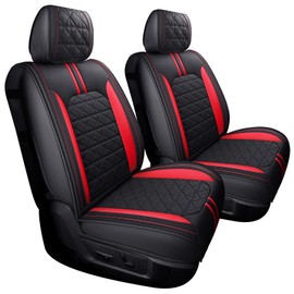 YIERTAI Seat Covers for Dodge RAM Custom Fit 2009-2025 2026 1500/2500/3500HD Big Long Horn Rebel Laramie Tradesman Crew Double Cab Quad Cab Truck Seat Protectors(2 PCS Front only/Black-Red)
