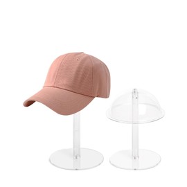 Vrietina 2PCS Acrylic Hat Stand and Wig Display Rack with Height Adjustable, Clear Dome Tabletop Hat Stand Cap, Sun Hat Holder Stand, Cowboy Hat Holder Baseball Cap Rack for Display