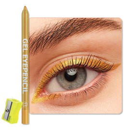 QIDSTERS Golden Shimmer Gel Eyeliner Pencil, Multi-Use Waterline Eyeliner with Sharpener, Sharpenable Eye Liner Waterproof Smudge Proof, High Pigmented Eye Makeup Liners, Vegan & Cruelty-Free 11
