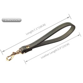 VanEnjoy Wristlet KeyChain Cellphone Genuine Leather Hand Strap with Golden Lock (Silver Gray)