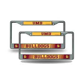 Minnesota Duluth UMD Bulldogs Chrome Metal (2) License Plate Frame Set