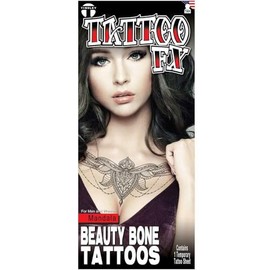 Mandala Beauty Bone Tattoo FX - Realistic Temporary Clavicle Tattoo by Tinsley Transfers, Spiritual Geometric Design, Easy Application, Perfect for Festivals, Parties, and Fashion Events