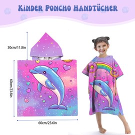 Rowjoy Children's Bath Poncho, Beach Towels, Microfibre, Quick Drying Bathrobe for Boys and Girls, Purple-#whale