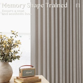 Flax Linen Curtains Pinch Pleated 84 Inch Length 2 Panels for Living Room Bedroom Burlywood Birch Semi Sheer Rustic Farmhouse Back Tab Pinch Pleat Hooks Rings Window Curtain 84 Inches Long Taupe