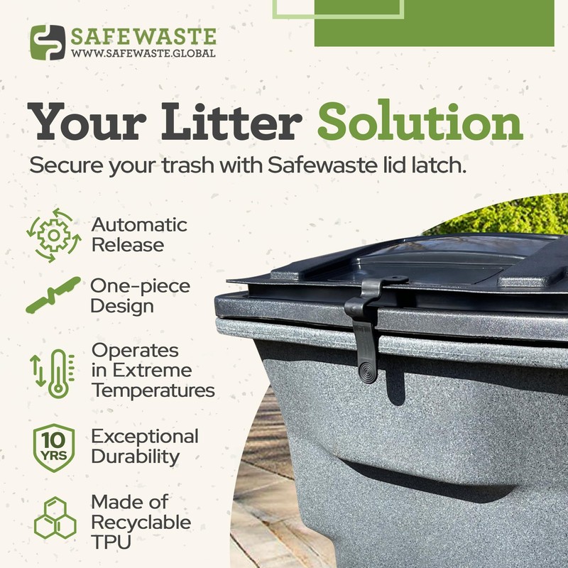 SafeWaste Push Clip Trash Can Locks, Easy to Install, Durable