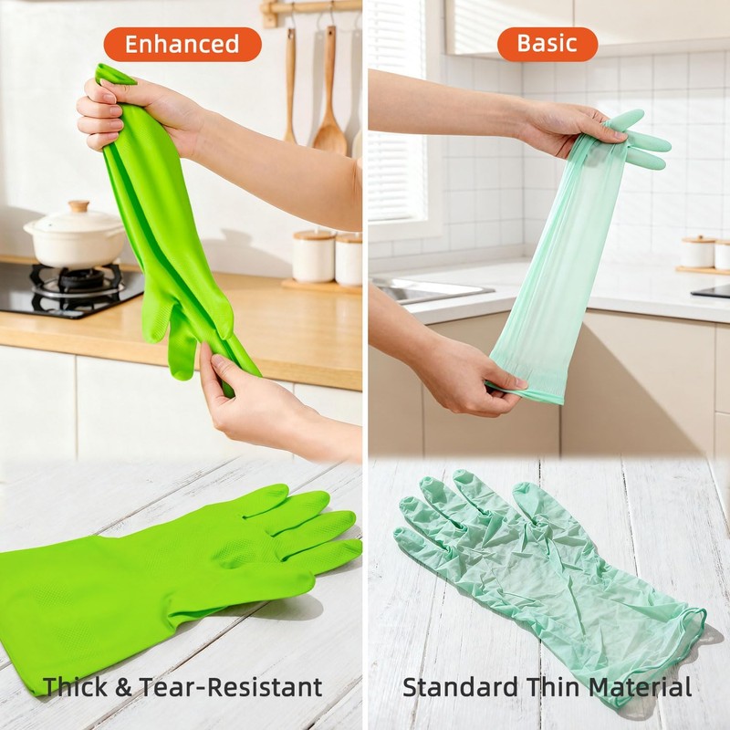 Cleanbear Synthetic Rubber Gloves, Medium Size, 11.8 Inches, 3 Pairs