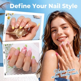 UNA GELLA Gel Nail Tips Almond Shape Medium Pre-etched 450PCS 15 Sizes