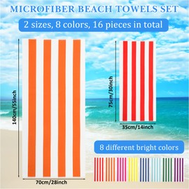 Xinnun 16 Pack Beach Towels Set Microfiber Bath Towel Set 55''x28'' Oversized and 30''x14'' Quick Dry Pool Towels Highly Absorbent Swim Blanket for Adult Women Men for Sports Gym Camping Travel