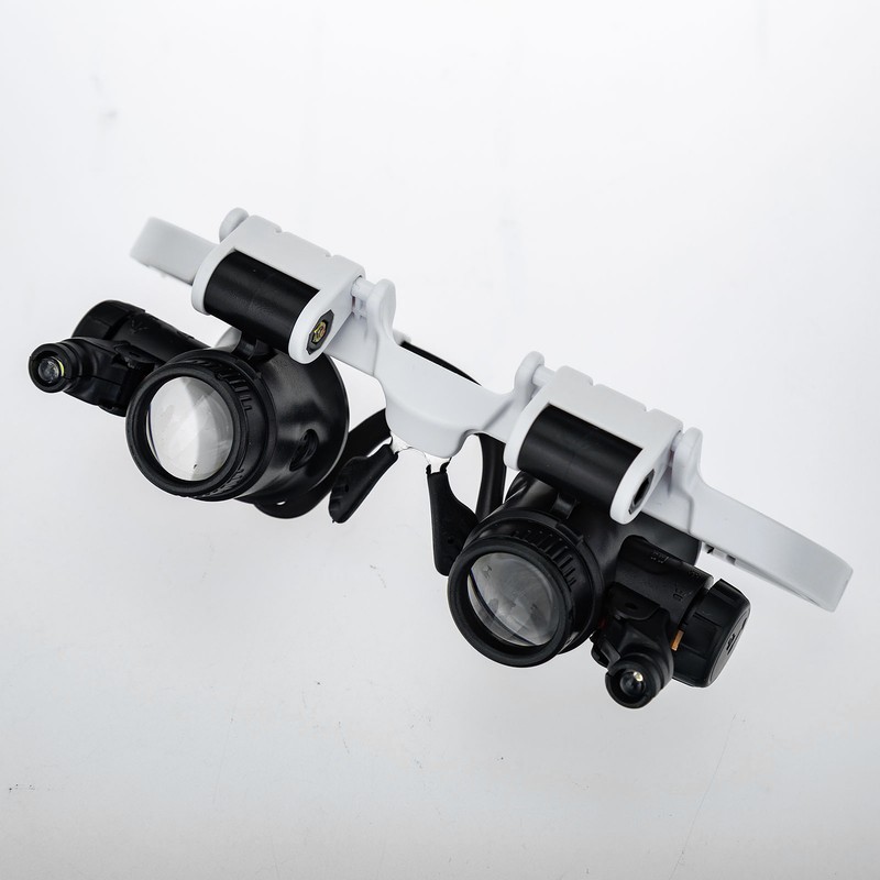 Loupe Magnifier Glasses Head Mount with LED Light Adjustable Glasses