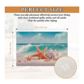 Starfish Placemats Set of 6,Shell Beach Heat Resistant Non Slip Washable Indoor Place Mats for Kitchen Dining Table Decor,12 x 18 Inches