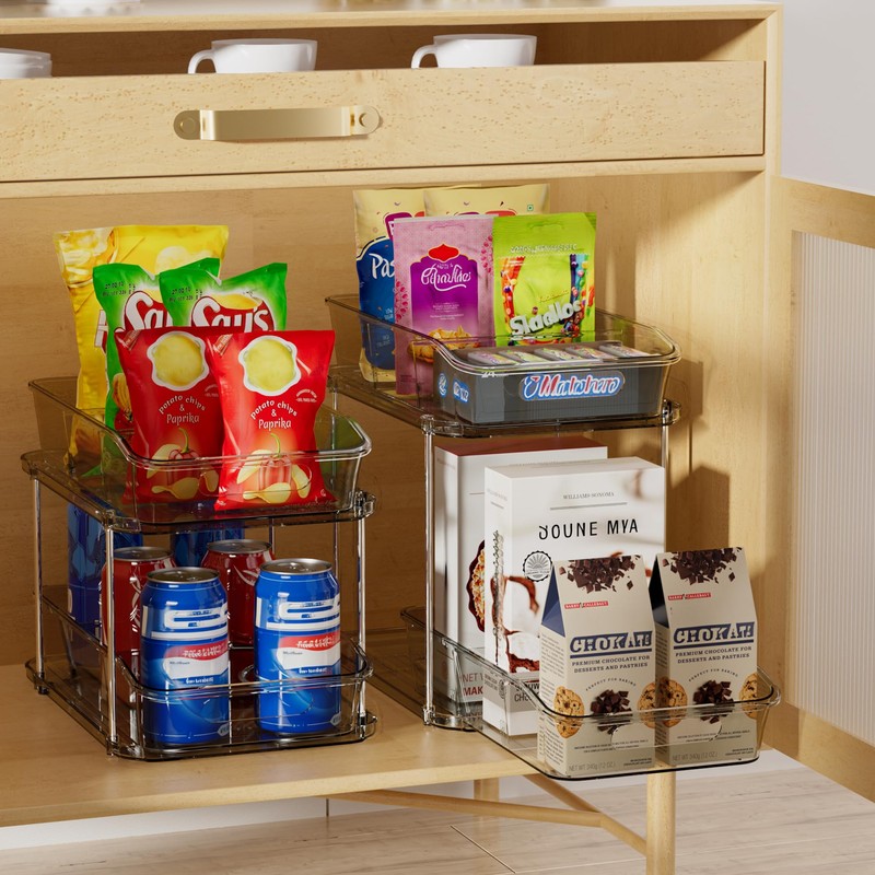 Delamu 2-Tier Under Sink Organizers and Storage, Multi-Purpose Stackable Bathroom