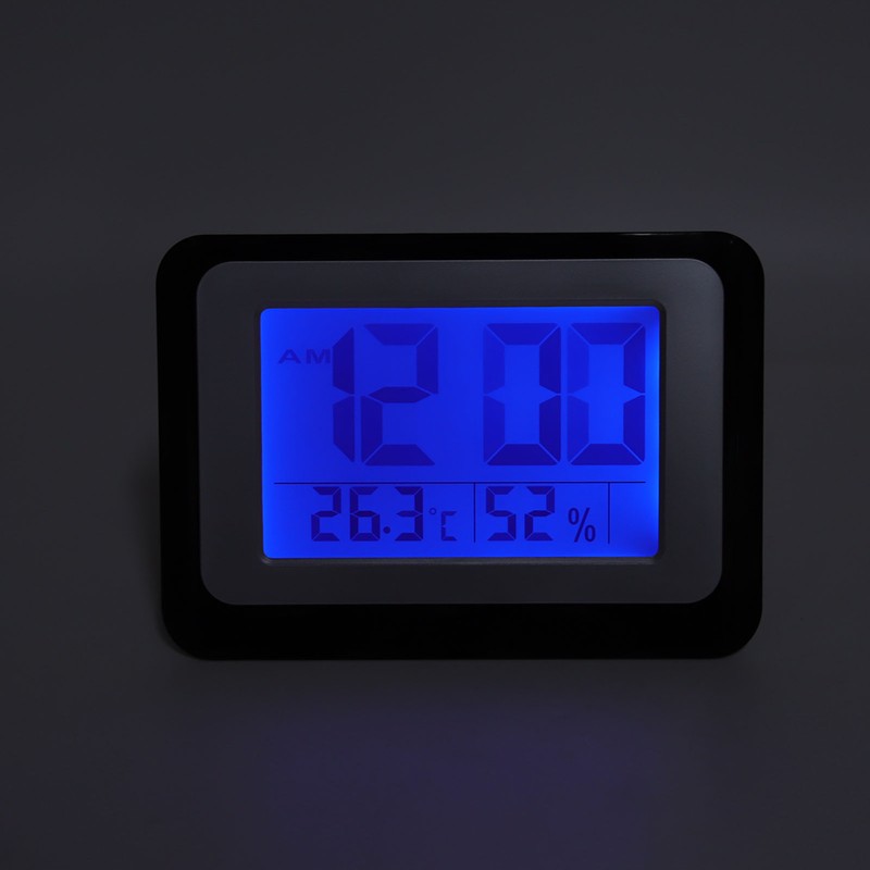 Digital Clock Large Display Blue Backlight Temperature Humidity Function Wall