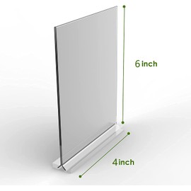 KOOLDE Acrylic Sign Holder 4x6 Inches 24 Pack T Shape Desktop Display Stand Vertical Double Sided Clear Table Menu Flyer Holder for Restaurants, Office, Shop, Wedding
