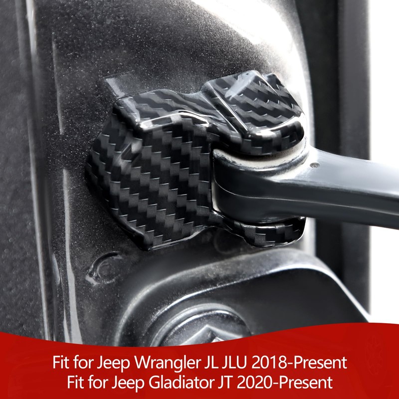 JOSHELA for Jeep JL Black Carbon Fiber Door Limiter Cover
