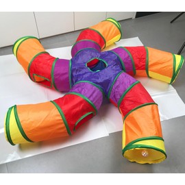 Cat Tunnel Tube for Indoor Cats Large, Upgrade with 6 PeekHole S-Shape 5 Way Collapsible Pet Play Maze Tube Toys Colorful for Cats Kitten Kitty Rabbit