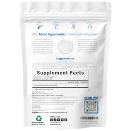 Instant Creatine Monohydrate Powder 1 kg (2.2 Lbs), 5000mg Per Serv, Micronized Creatine Powder, Unflavored, Pure, No Filler, Keto & Vegan Friendly, Easy Dissolve Pre Workout for Women and Men