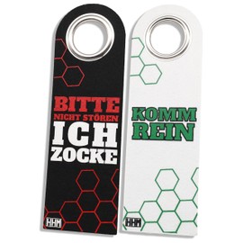 1 x HHM® "Bitte nicht stören ich Game" sign "Komm rein" sign for office gadgets - do not disturb felt door sign. Ideal as room decor or door sign in the office
