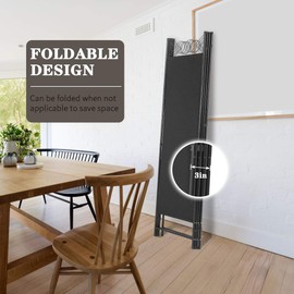 4 Panel Room Divider 6FT Steel Frame Screen Folding Privacy Divider Freestanding Partition for Home Office Bedroom (Grey)