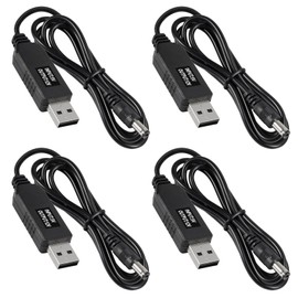 AITRIP 4pcs DC 5V to DC 12V USB Voltage Step Up Converter Cable Power Supply USB Cable with 5.5x2.1mm DC Connect Male 1M for WiFi Router Mini Fan Speaker 3.2ft