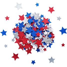 Jtnohx Glitter Star Stickers, Foam Hearts for Crafts, 200 Pcs Independence Day Foam Stickers for Kids Crafts, 0.6" to 1.4" Size Craft Supplies (Star sticker318)