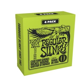 Ernie Ball - Cuerdas normales para guitarra eléctrica Slinky Nickel Wound, paquete de 4, calibre 10-46 (P02421)