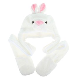 JK Home Kids Teens Hat Gloves Scarf Set Cartoon Fleece 3 in 1 Party Animal Hats Scarf Mitten Gloves with Pockets Warm Plush Hoodie Earflap Beanie