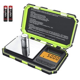 OQIMAX Digital Milligram Scale, 200g/ 0.01g Precision Mini Jewellery Scales with 50g Calibration, Potable Mini Scales Digital with LCD Backlit, 6 Units, Tare Function, for Jewellery, Experiment