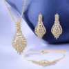 Unbranded Gold Plated with Clear Cubic Zirconia Pendant Necklace Bracelet