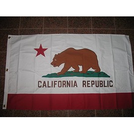 AES 3'x5' California Flag Cotton 3x5 Banner Clips 100% Embroidered Sewn Hand Made