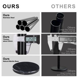 Snaikor Metal Coat Rack with Natural Marble Base, Modern Coat Rack Freestanding with 8 Hooks, Sturdy Coat Tree Stand, Black Hall Tree for Jacket Hat Bag Entryway