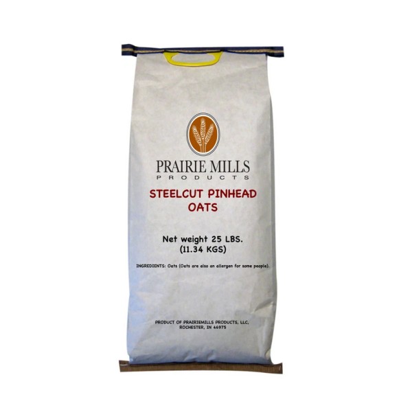 Prairie Mills Steelcut Pinhead Oats 25 lb Bulk Bag Whole