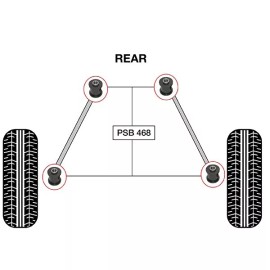 PSBushings 4x Lexus IS (06-21) Rear Axle Carrier and Trailing Arm Polyurethane Bushing Kit