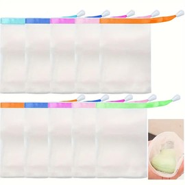 Mesh Soap Saver Pouch, 10 PCS Double-Layer Soap Saver Bag with Drawstring Mesh Soap Bag Bath Facial Cleanser Foaming Net Exfoliating Mesh Soap Bag for Shower Washing Foaming Soap