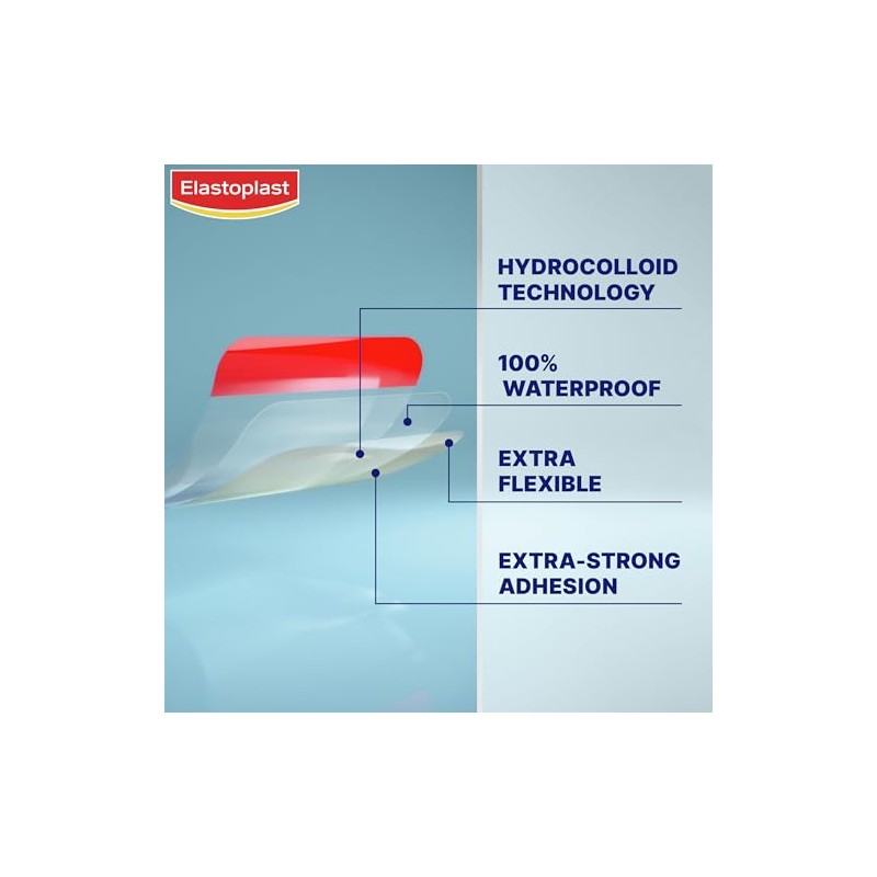 Elastoplast Hydrocolloid Wound Plasters Small (10 Bandages), Completely Waterproof Plasters