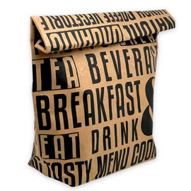 MIK funshopping Lunch Bag, Brown Lunch Bag Insulated Cold or Warm Cooler Bag with Velcro Fastening Thermal Bag (Tasty Menu Black)