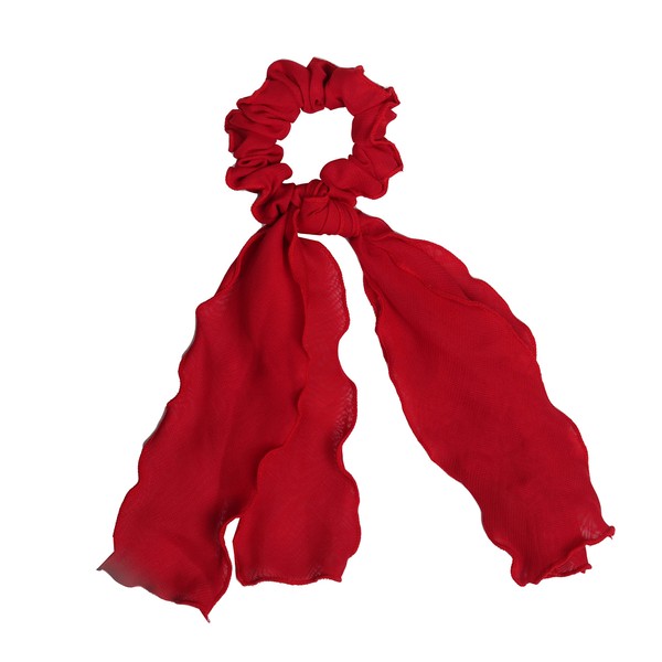 Chiffon Scrunchie with Tails Hair ties - Red Edgestitch Hair