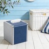 Blue Tissue Box Cover Square with Magnetic Closure, PU Leather